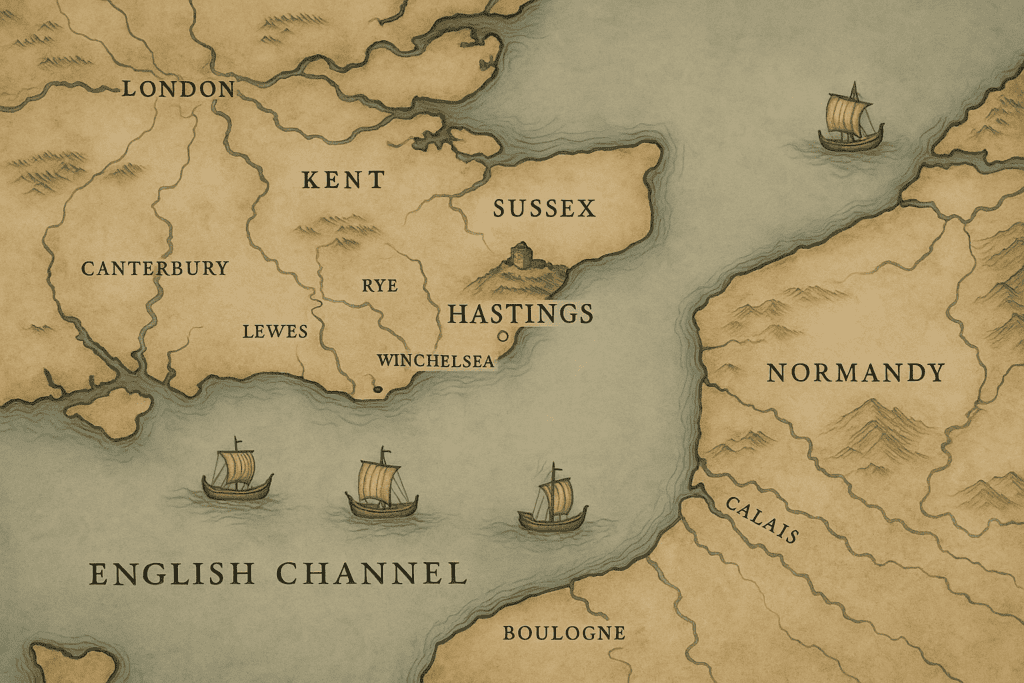 battle-of-hastings-1066_map of the channel