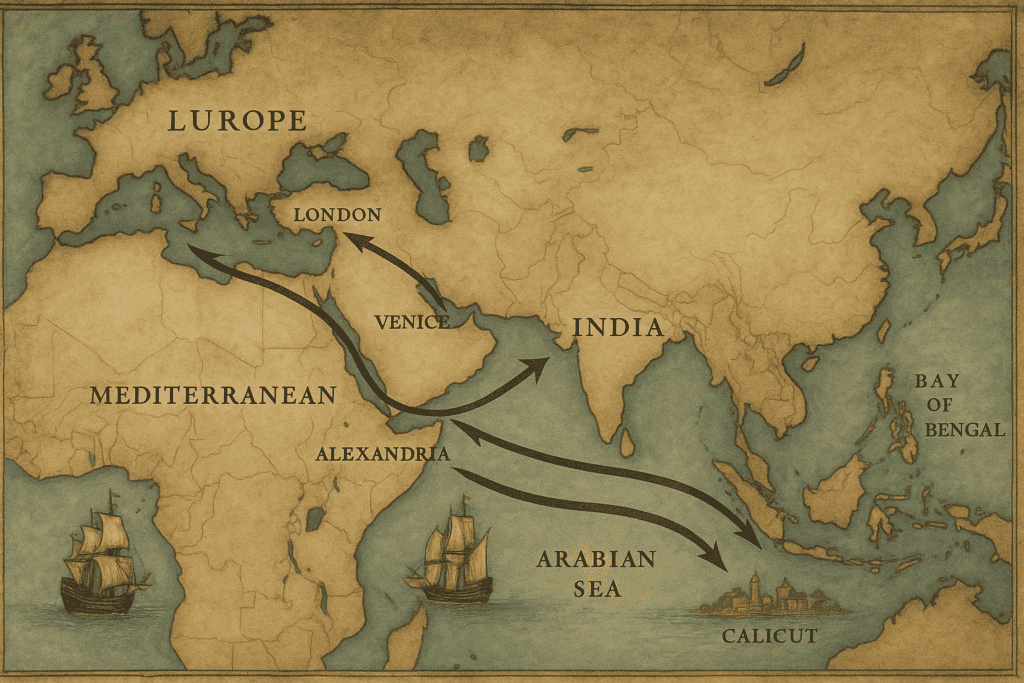 east-india-company_map showing trade routes