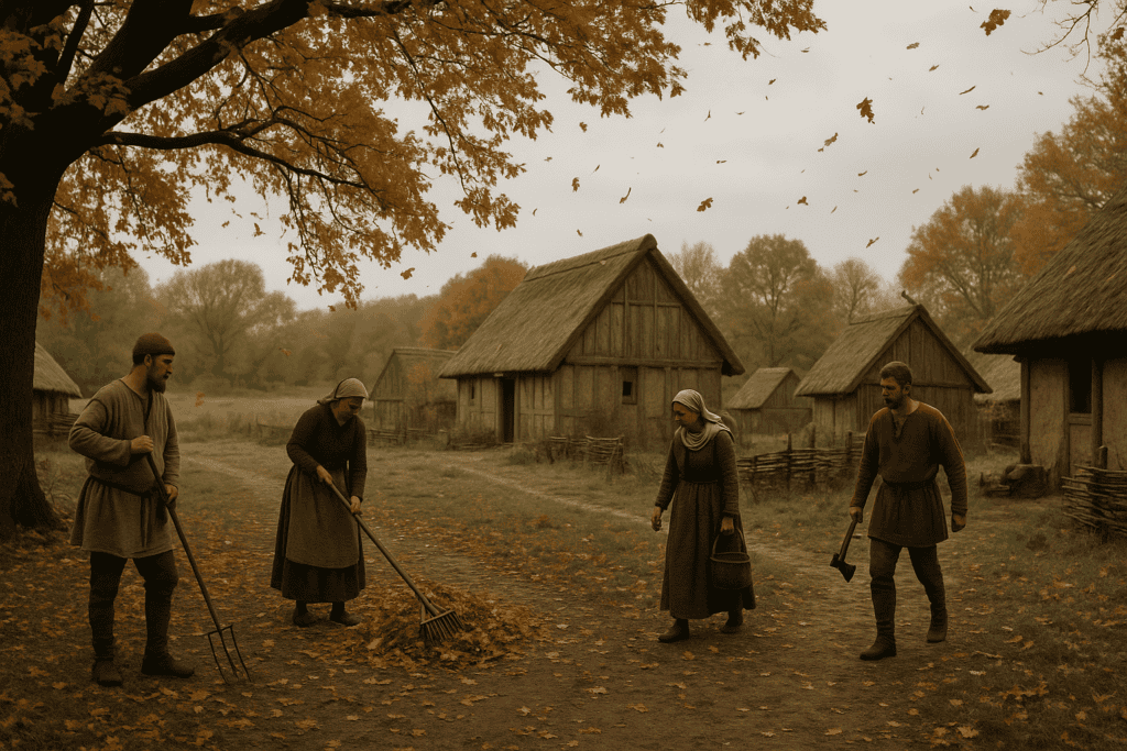medieval-village-life_clearing leaves