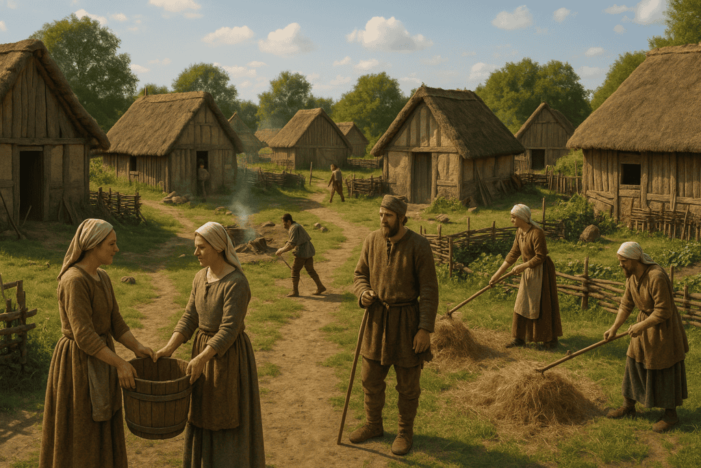 medieval-village-life_gathering hay