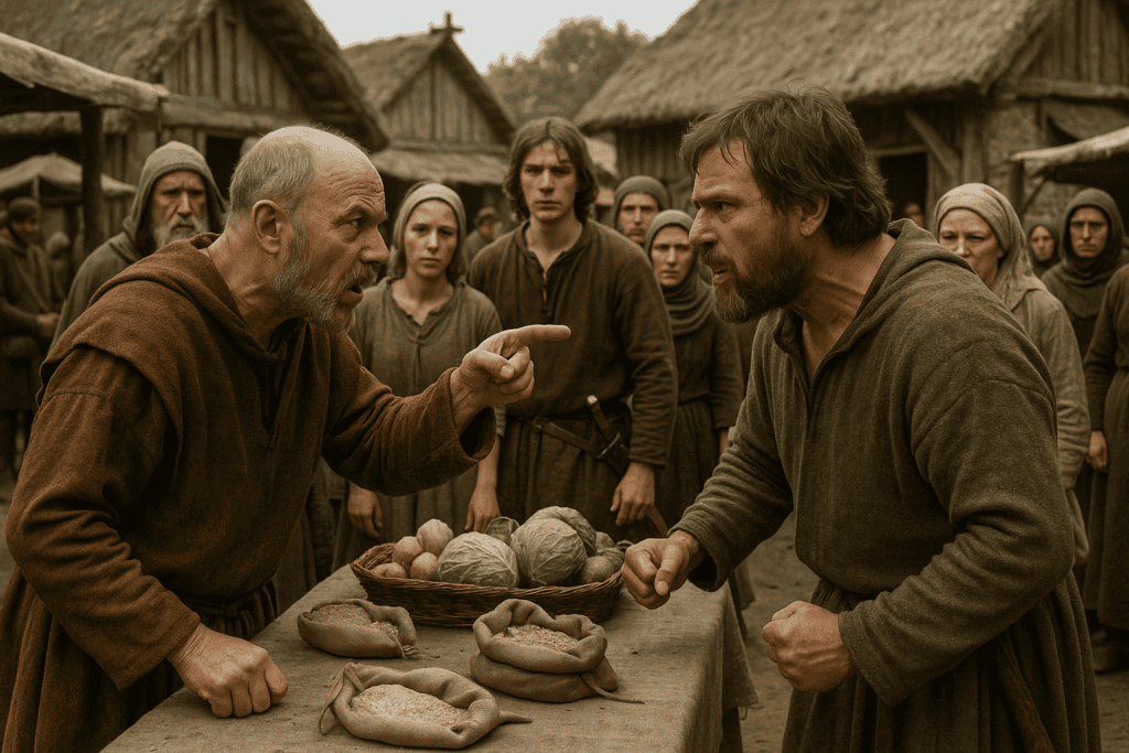 medieval-village-life_Villagers dispute