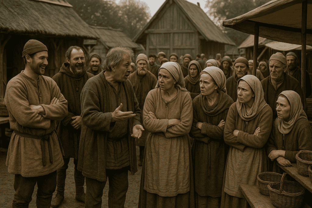medieval-village-life_villagers meeting